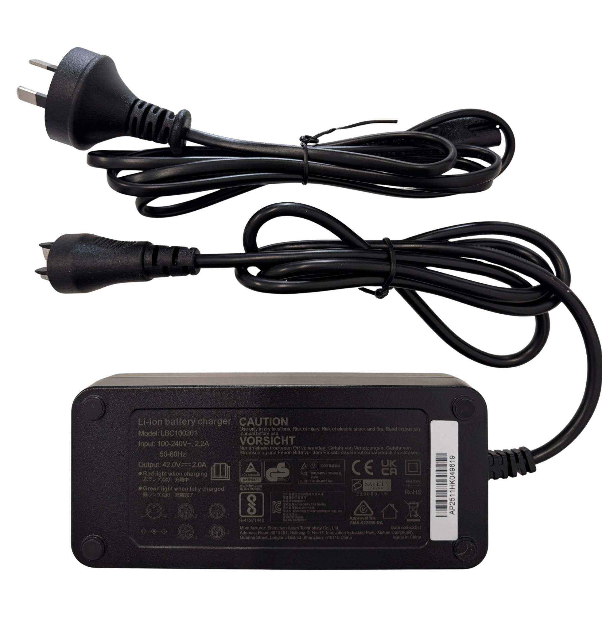 36V 2A Bosch compatible eBike Battery Smart Charger CPBSH36 - 2A - Cap Rouge