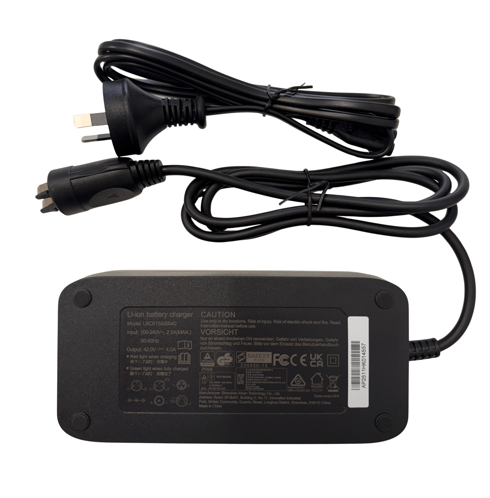 36V 4A Bosch Fast eBike Battery Smart Charger CPBSH36 - 4A - Cap Rouge
