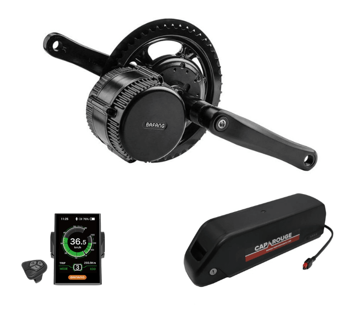 Bafang 36V 500W BBS02B Mid Drive eBike Conversion Kit 68 - 73mm With 14AH Samsung Battery - Cap Rouge