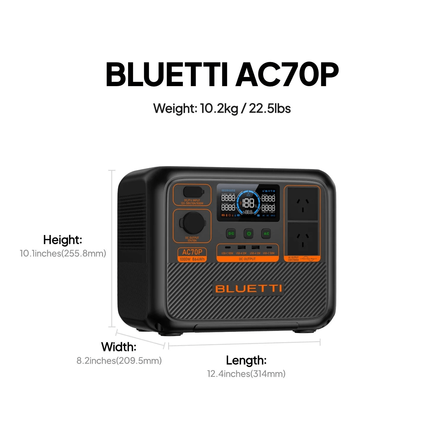 BLUETTI AC70P Portable Power Station | 1000W 864Wh - Cap Rouge