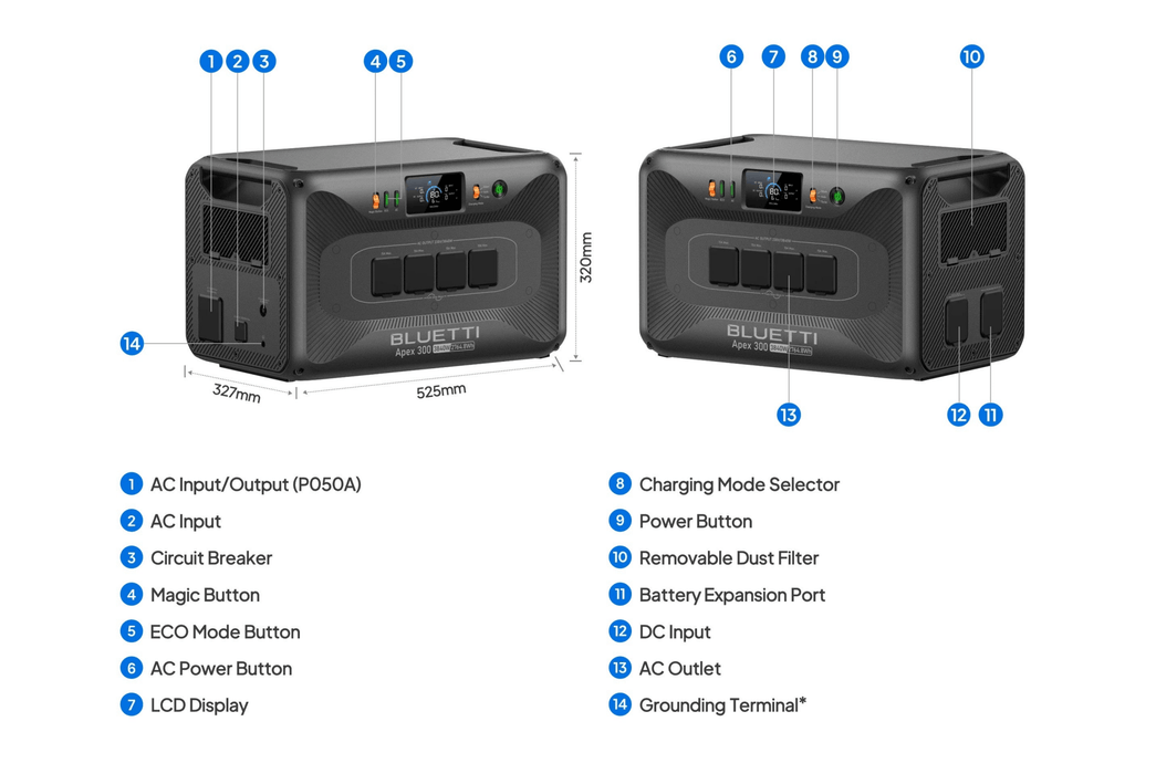 Bluetti Apex 300 Versatile Power Station | 3,840W 2764.8Wh - Cap Rouge