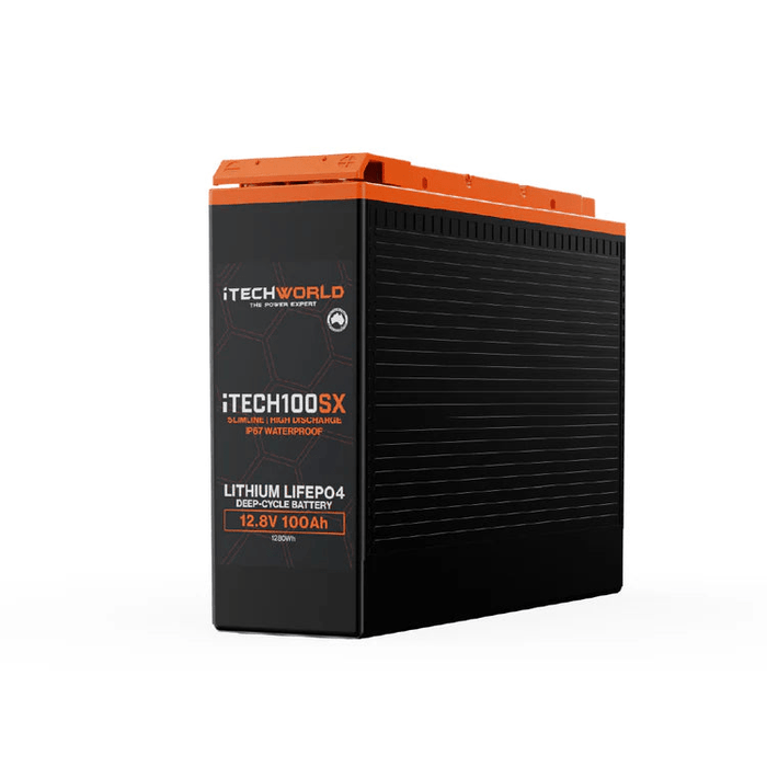 iTechWorld iTECH100SX Lithium Deep Cycle Slim Battery LiFePO4 100Ah - Cap Rouge