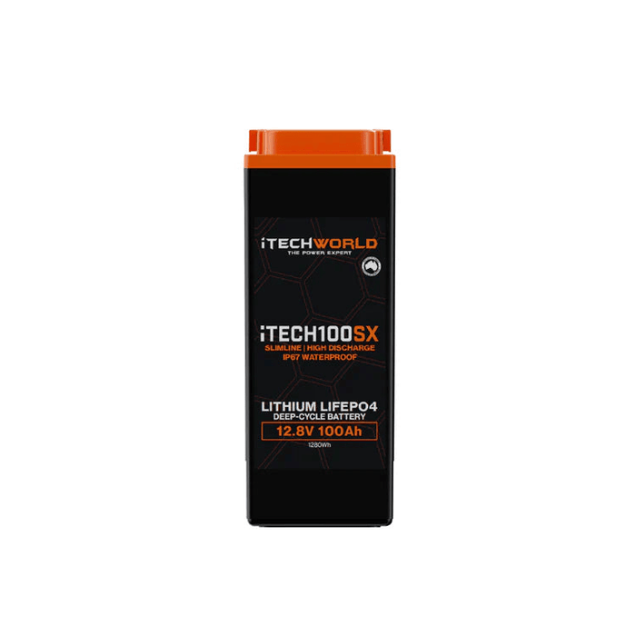 iTechWorld iTECH100SX Lithium Deep Cycle Slim Battery LiFePO4 100Ah - Cap Rouge