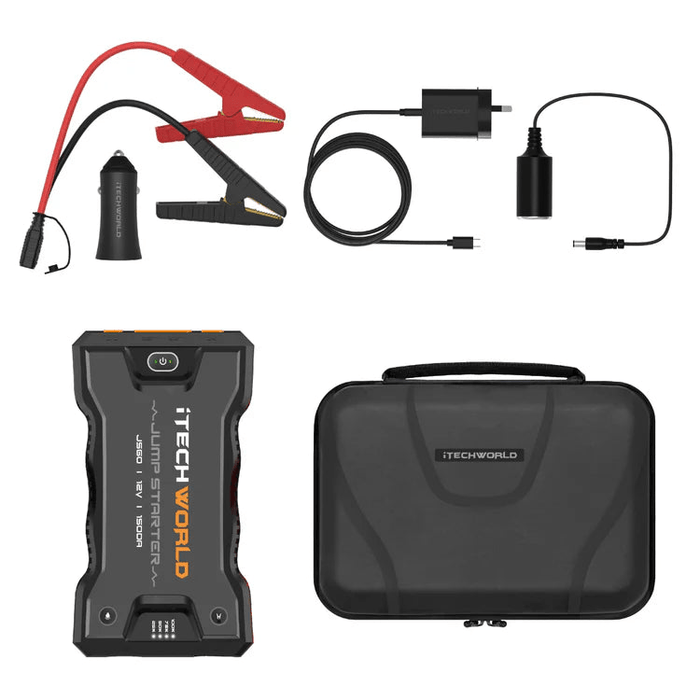 iTechWorld JS60 Lithium Jump Starter and Backup Power Bank with Heavy - Duty Case 1500A - Cap Rouge