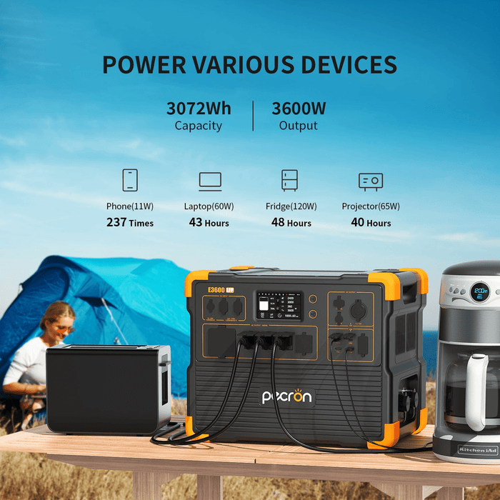 Pecron E3600LFP Portable Power Station | 3200W 3600Wh - Cap Rouge