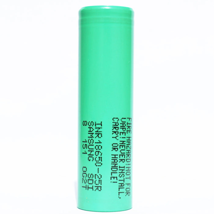 Samsung 25R 18650 2500mAh 8A - Button Top Battery - Cap Rouge
