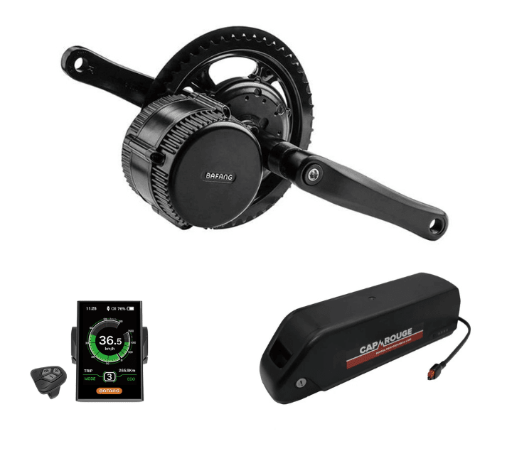 Street Legal Bafang 36V 250W BBS01B Mid Drive eBike Conversion Kit 68-73mm With Samsung Battery EN15194 - Cap Rouge