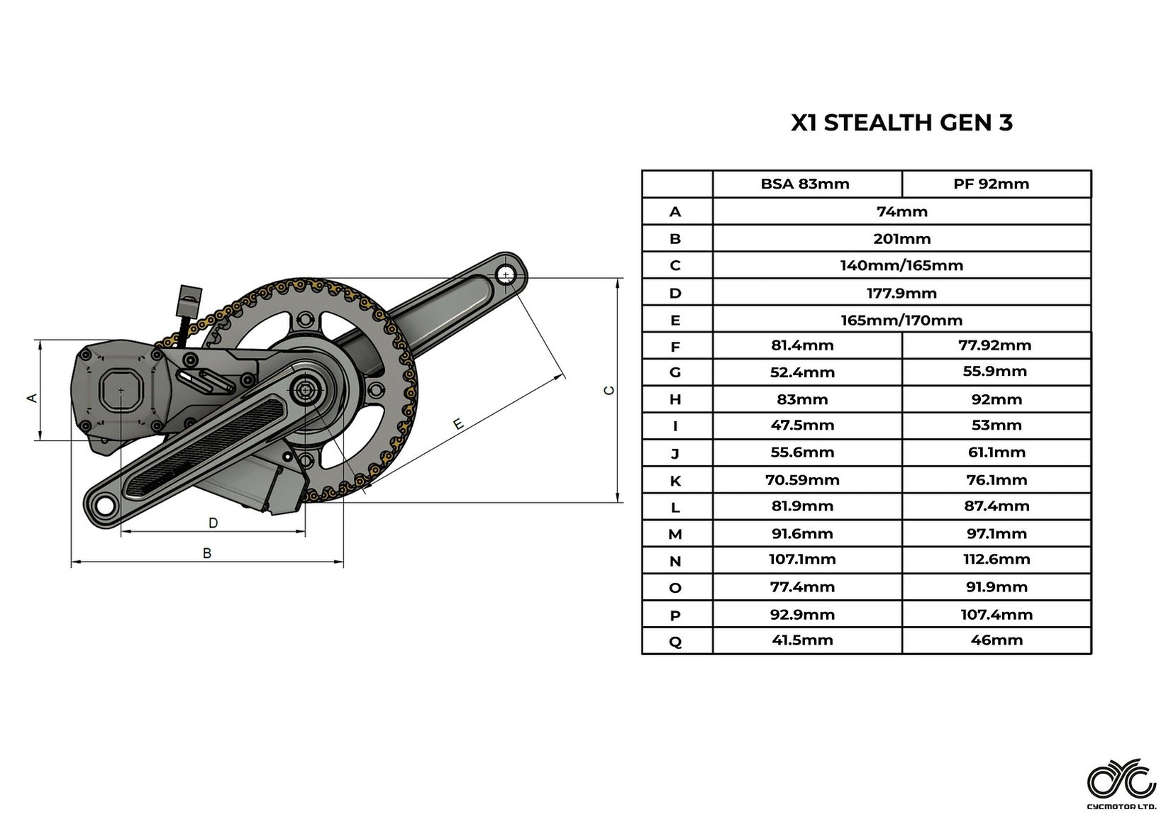 CYC X1 Stealth Gen 3 Mid Drive eBike Conversion Kit — Cap Rouge